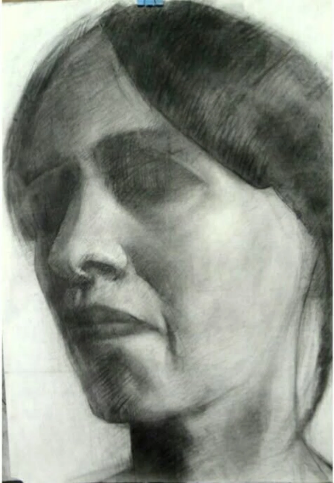 Angela — Adrian Dică, charcoal on paper, 100 × 70 cm