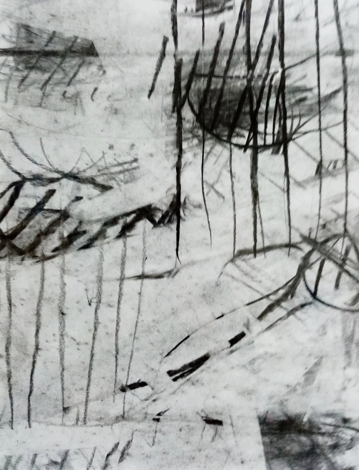 Landscape I — Adrian Dică, charcoal on paper, 20 × 30 cm