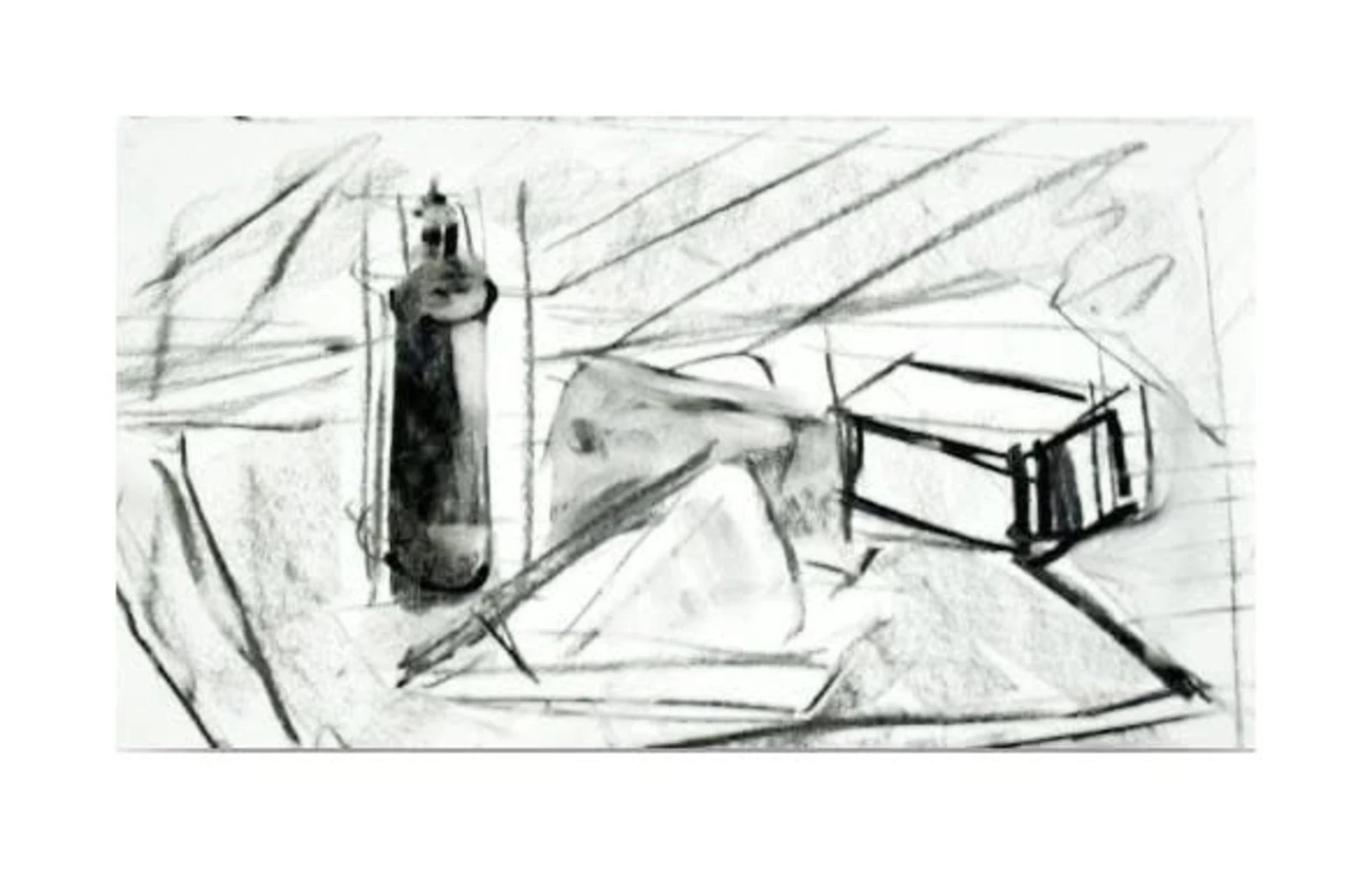 Sketch — Adrian Dică, charcoal on paper, 20 × 40 cm