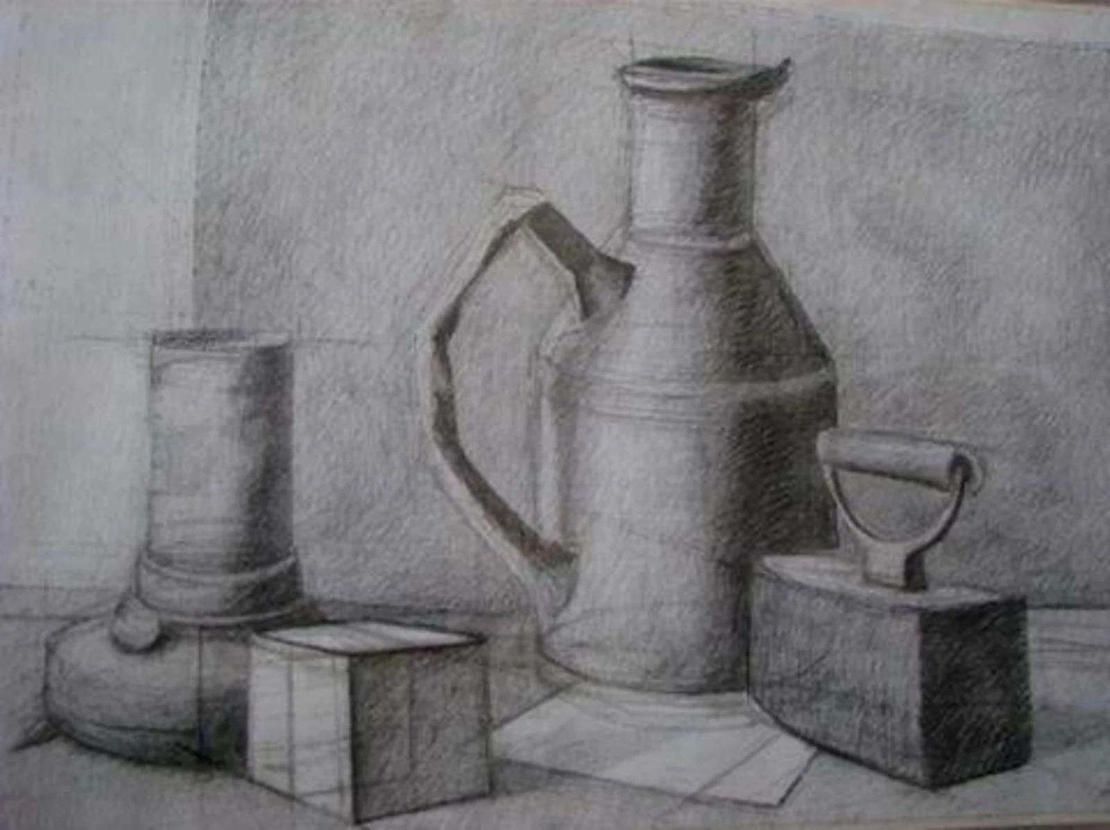 Still Life Study — Adrian Dică, charcoal on paper, 100 × 70 cm
